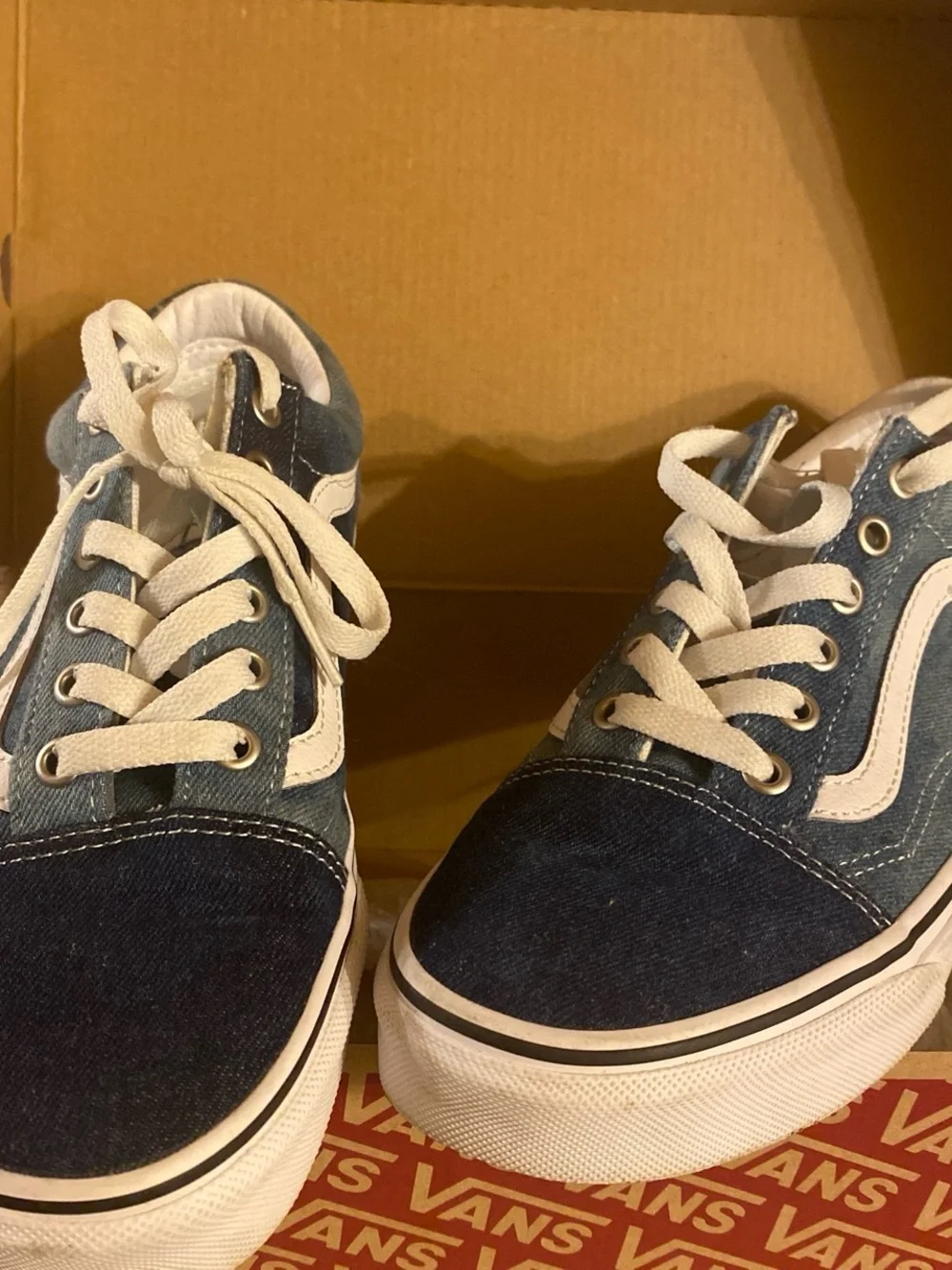 Vans Kids Denim Two-Tone Blue Old Skool Sneakers